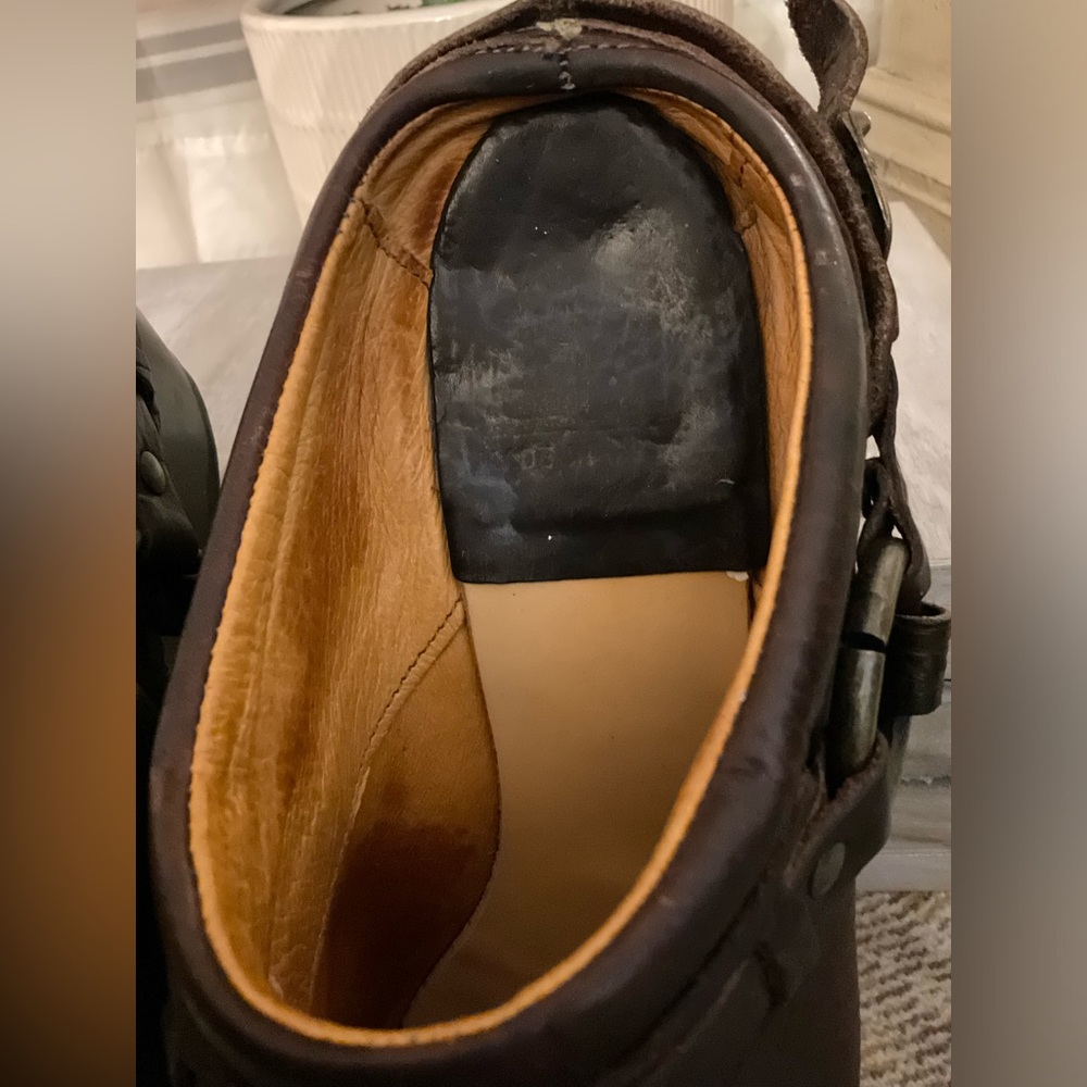 Frye Brown Leather Mules with Buckle Detail - Picture 16 of 16